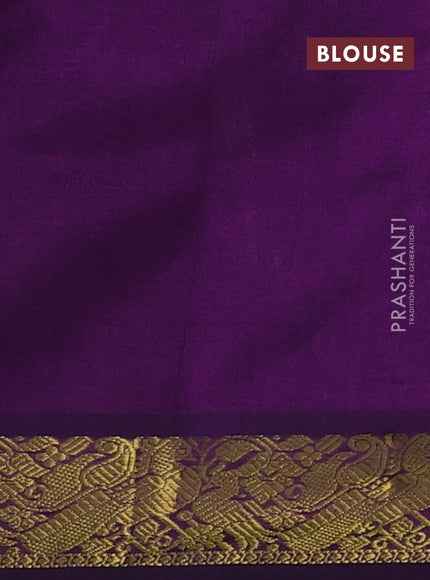 Lime Yellow & Purple Silk Cotton Saree