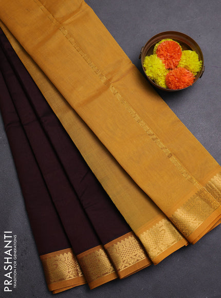 Maroon & Mustard Yellow Silk Cotton Saree