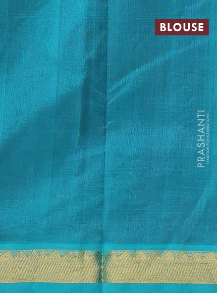 Purple & Teal Blue Silk Cotton Saree