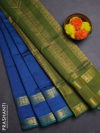 Cs Blue & Mehendi Green Silk Cotton Saree