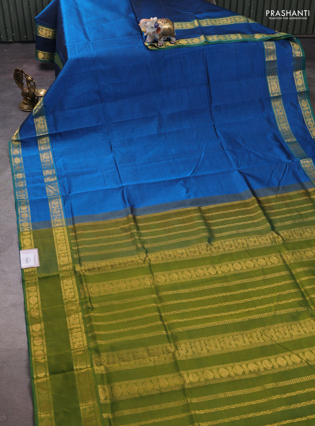 Cs Blue & Mehendi Green Silk Cotton Saree