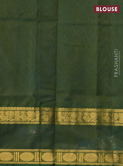 Cs Blue & Mehendi Green Silk Cotton Saree