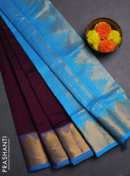 Purple & Cs Blue Silk Cotton Saree
