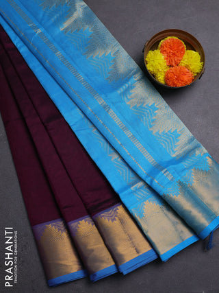 Purple & Cs Blue Silk Cotton Saree