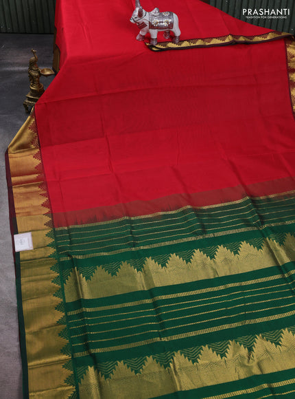 Red & Green Silk Cotton Saree