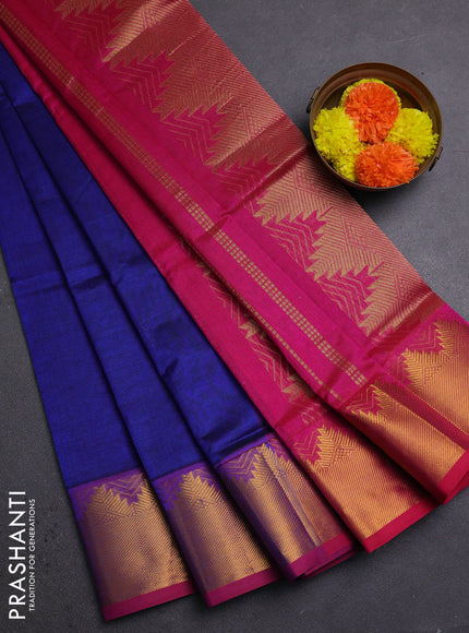 Blue & Pink Silk Cotton Saree