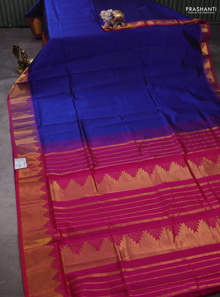Blue & Pink Silk Cotton Saree