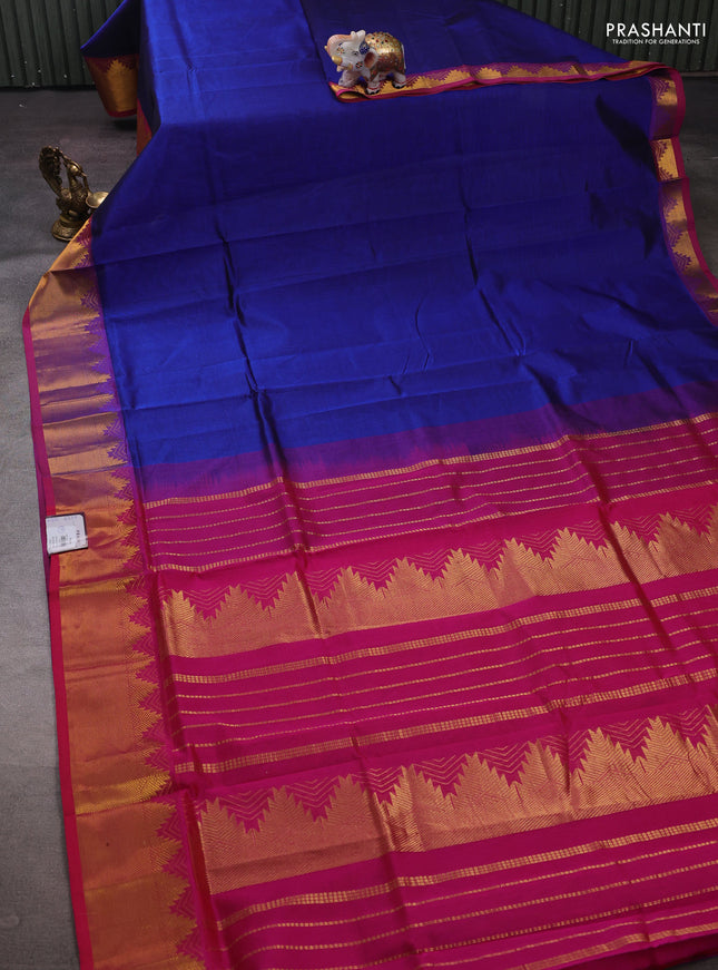 Blue & Pink Silk Cotton Saree
