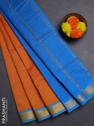 Orange & Cs Blue Silk Cotton Saree