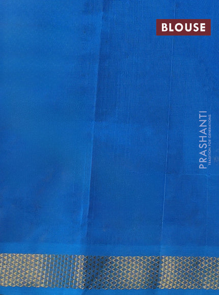 Pale Yellow & Cs Blue Silk Cotton Saree