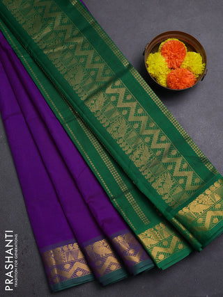 Purple & Green Silk Cotton Saree