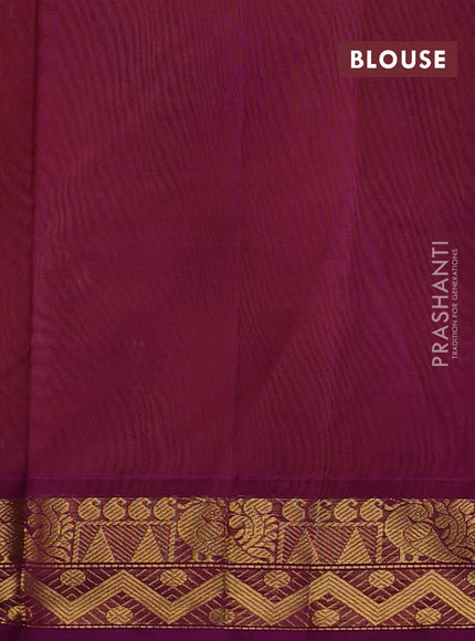Mustard Yellow & Purple Silk Cotton Saree