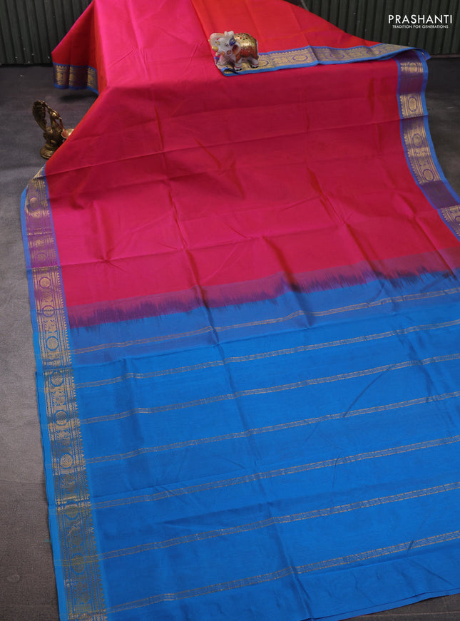 Pink & Cs Blue Silk Cotton Saree