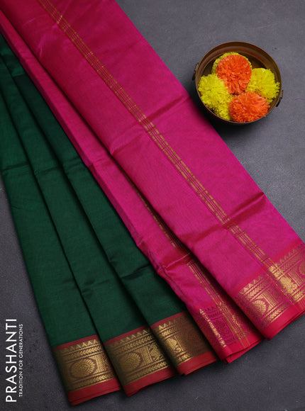 Green & Pink Silk Cotton Saree