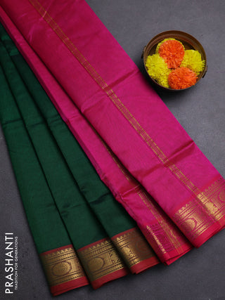 Green & Pink Silk Cotton Saree