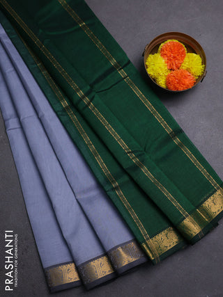 Grey & Bottle Green Silk Cotton Saree