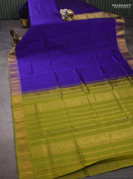 Violet & Mehendi Green Silk Cotton Saree
