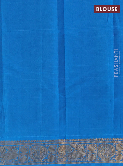 Bottle Green & Cs Blue Silk Cotton Saree