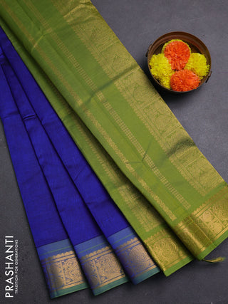 Blue & Green Silk Cotton Saree