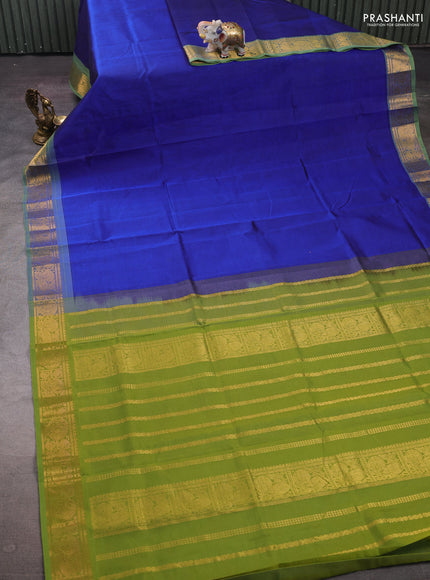 Blue & Green Silk Cotton Saree
