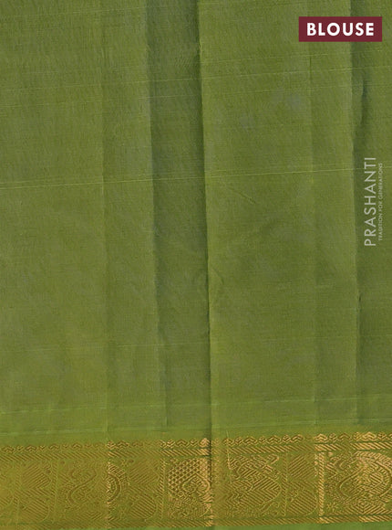Blue & Green Silk Cotton Saree