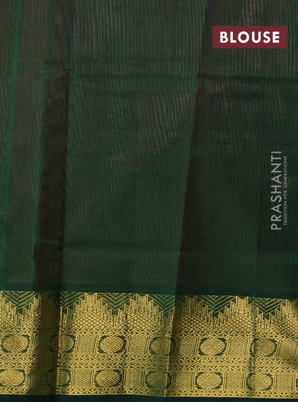 Pink & Bottle Green Silk Cotton Saree