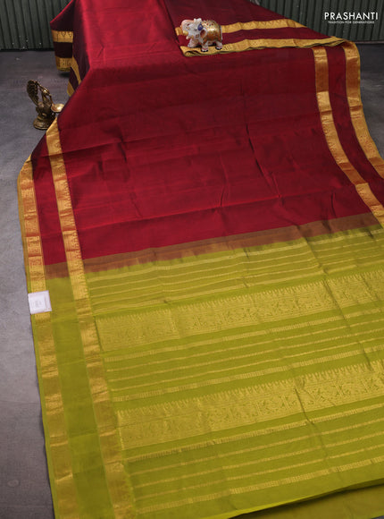 Maroon & Mehendi Green Silk Cotton Saree