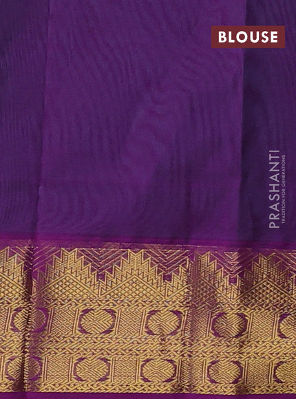 Teal Blue & Purple Silk Cotton Saree