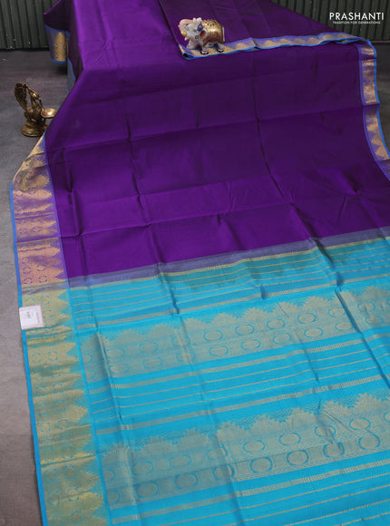Purple & Cs Blue Silk Cotton Saree