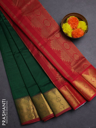 Green & Red Silk Cotton Saree