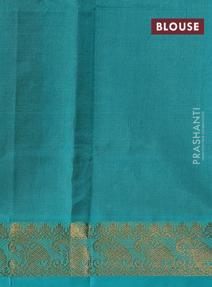 Coffee Brown & Teal Green Silk Cotton Saree - Vairaosi