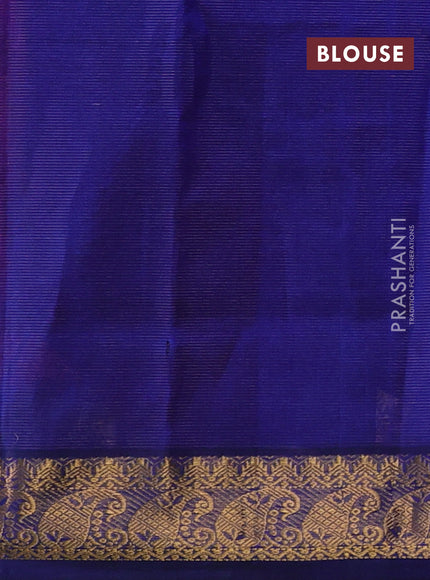 Pink & Blue Silk Cotton Saree - Vairaosi