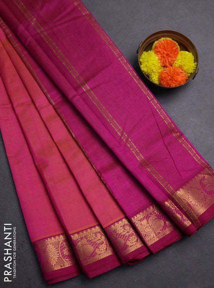 Pink & Magenta Pink Silk Cotton Saree - Vairaosi