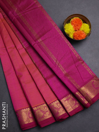 Pink & Magenta Pink Silk Cotton Saree - Vairaosi