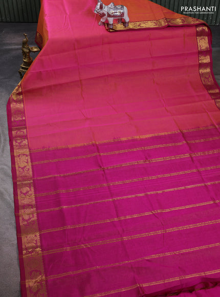Pink & Magenta Pink Silk Cotton Saree - Vairaosi