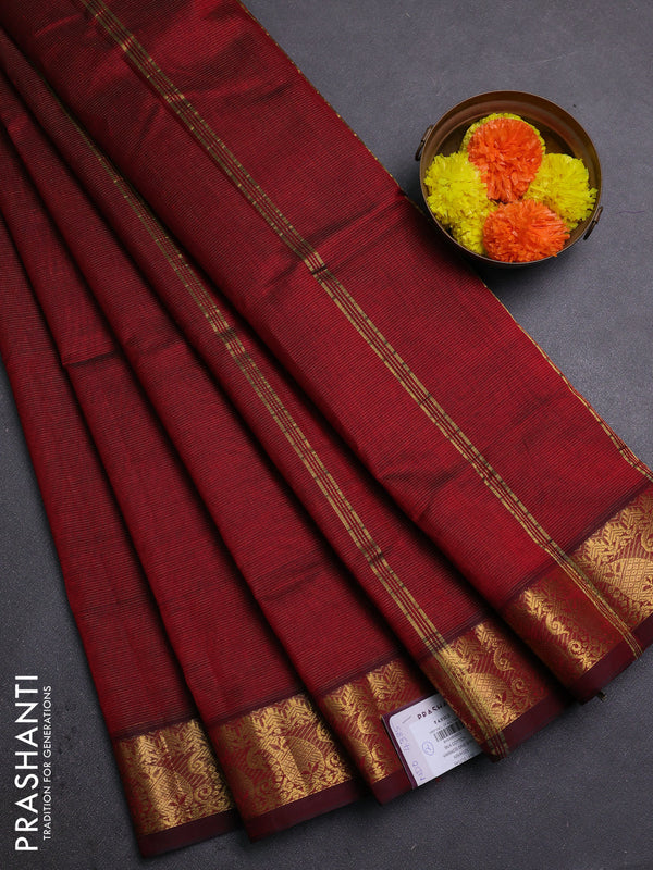 Maroon Silk Cotton Saree - Vairaosi