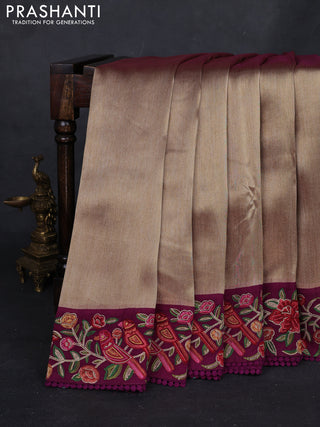 Gold & Purple Tissue Silk - Embroidery