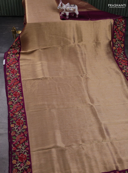 Gold & Purple Tissue Silk - Embroidery