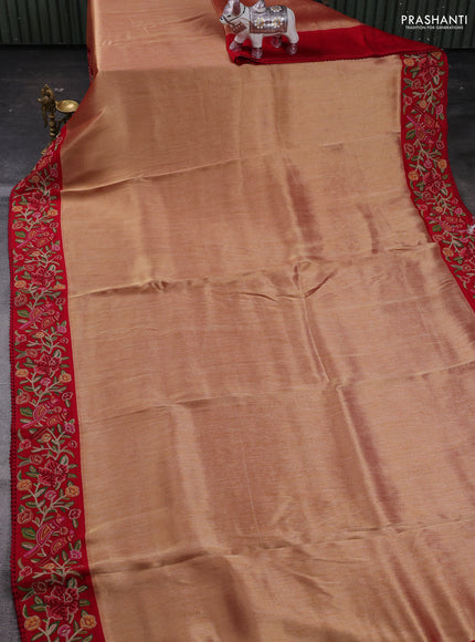 Gold & Red Tissue Silk - Embroidery