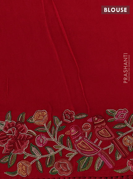 Gold & Red Tissue Silk - Embroidery