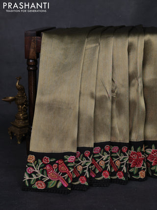 Gold & Black Tissue Silk - Embroidery