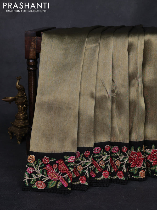 Gold & Black Tissue Silk - Embroidery
