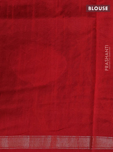 Blue & Red Semi Tussar  - Jamdani Weaving