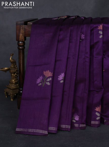 Violet & Red Semi Tussar  - Jamdani Weaving