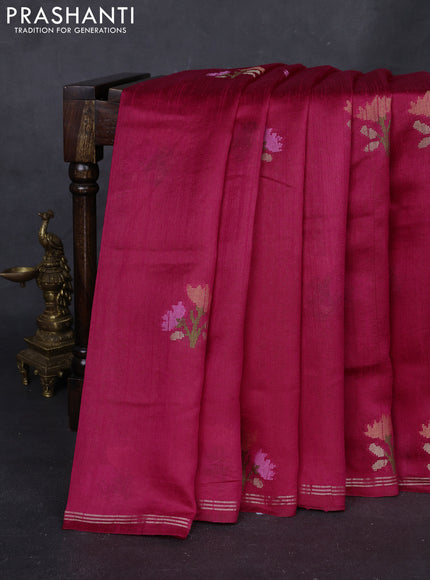 Pink & Violet Semi Tussar  - Jamdani Weaving