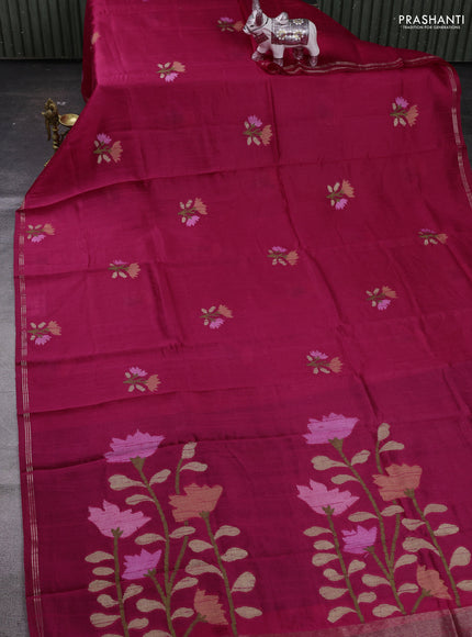 Pink & Violet Semi Tussar  - Jamdani Weaving