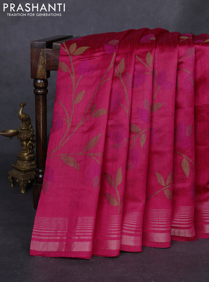 Pink & Violet Semi Tussar  - Jamdani Weaving