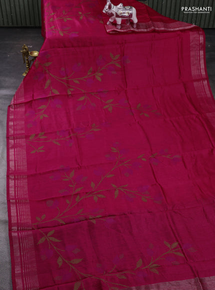 Pink & Violet Semi Tussar  - Jamdani Weaving