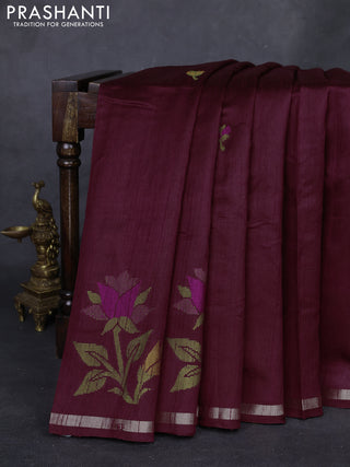 Maroon & Mustard Yellow Semi Tussar  - Jamdani Weaving