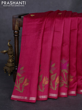 Pink & Violet Semi Tussar  - Jamdani Weaving